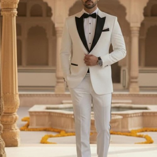 Mens White Classic Two Piece Tuxedo Suit