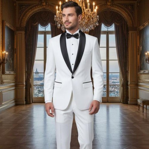 Mens White Slim Fit Evening Tuxedo Suit