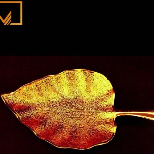 Betel Leaf Style Golden Brass Tray