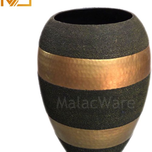 Black Hammered Brass Vase