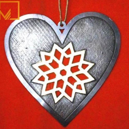 Gun Metal Glossy Flat Decorative Hanging Heart