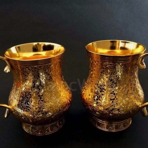 Handcrafted Antique Golden Brass Beverage Mug