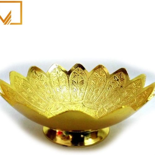 Handcrafted Golden Floral Cut Brass Bowl