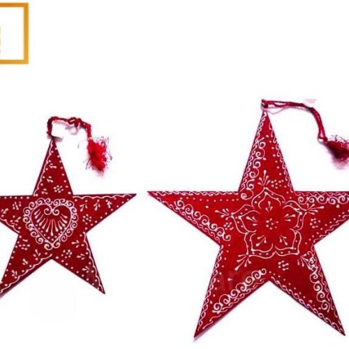 Red Christmas Hanging Star Set