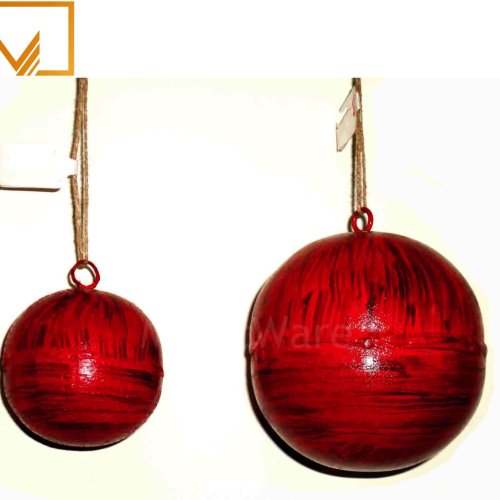 Red Metal Christmas Hanging Ball Set