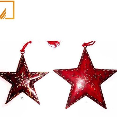 Red Metal Hanging Star Set