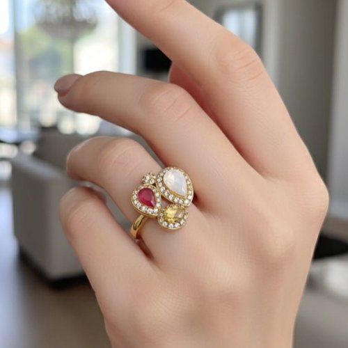 Artificial Birthstone Style Ring