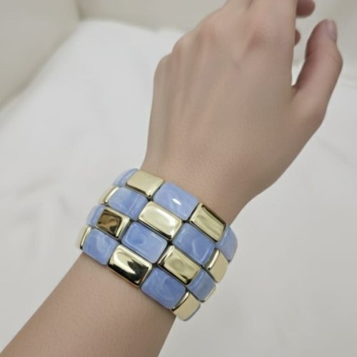 Blue Golden Resin Square Splicing Bracelet