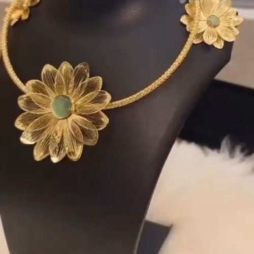 Brass Yellow Flower Shape Necklace