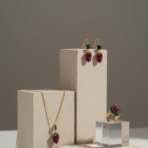 Grape Cluster Artificial Stone Pendant Set