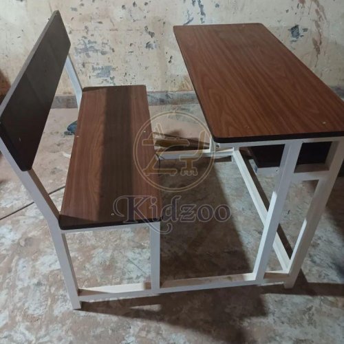 2 Seater Wooden School Desk with Backrest