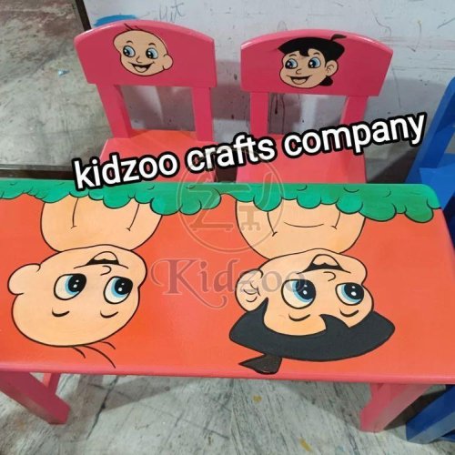 Chota Bheem Theme Wooden Play School Furniture