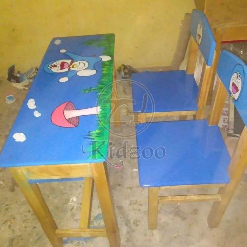 Doraemon Theme Wooden Rectangular Table with Chair