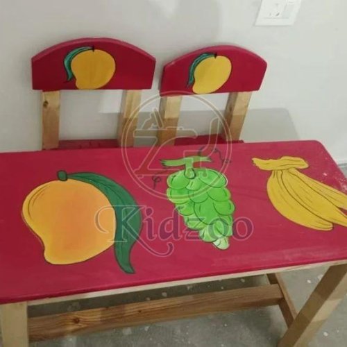 Fruit Theme Rectangular Wooden Kid Table Set