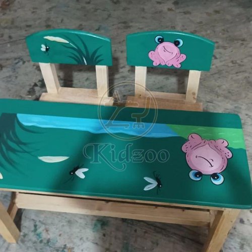 Play School Furniture Rubber Wood Table Chair Set
