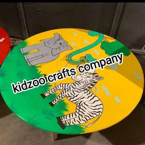 Round Rubber Wooden Table Chair Set