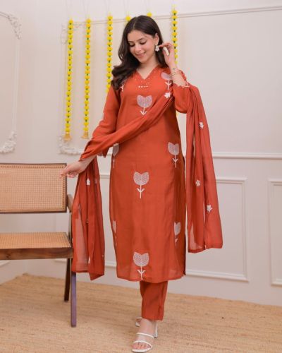 Ladies Cotton Kurti Pant and Dupatta Set