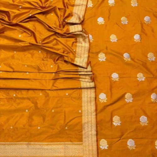 3 Piece Golden Banarasi Weaving Pure Katan Silk Suit 3 Piece Golden Banarasi Weaving Pure Katan Silk Suit