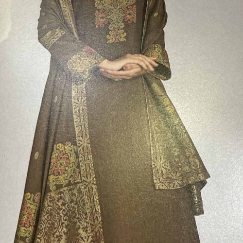 Brown Resham Weaving Woollen Suit