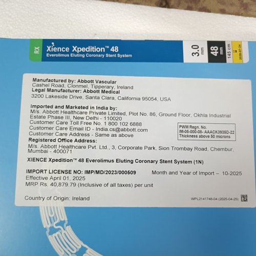 Abbott Xience Xpedition 48mm Everolimus Eluting Coronary Stent System