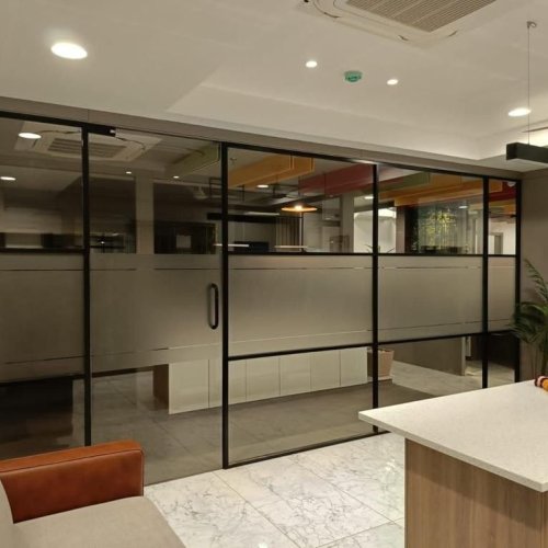Slim Suction Aluminum Glass Office Partition