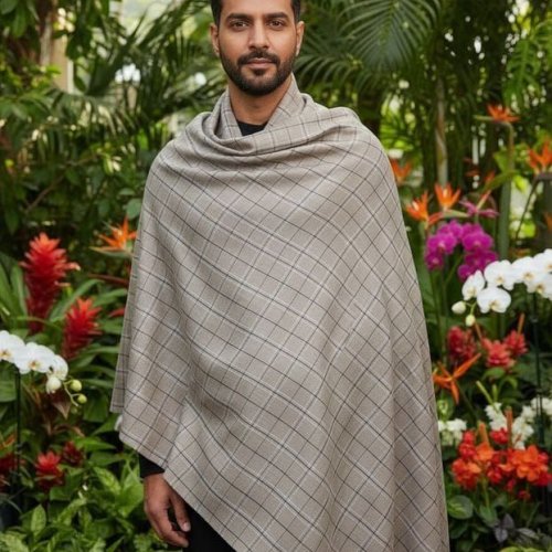 Mens Check Pattern Pashmina Shawl
