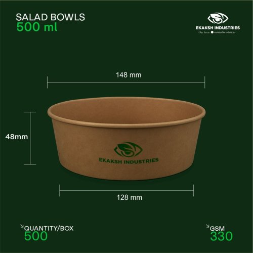 500ml Disposable Paper Salad Bowl With Lid