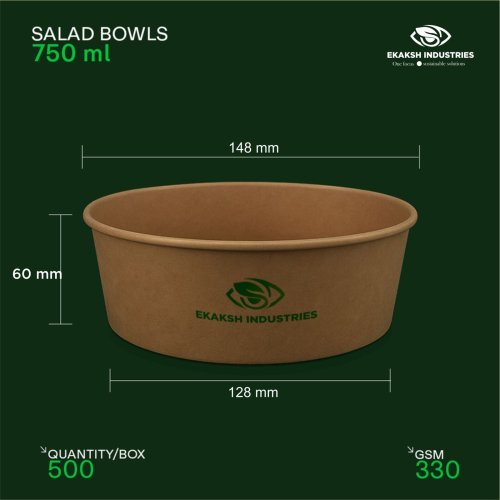750ml Disposable Paper Salad Bowl With Lid