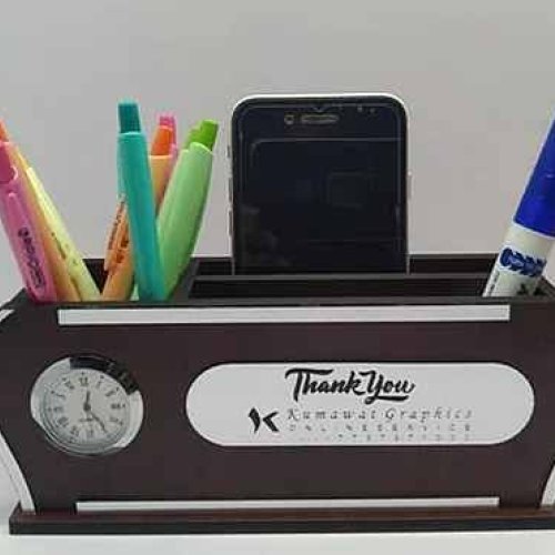 Table Top Wooden Pen and Mobile Holder
