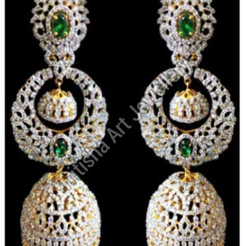 AD Jhumki Color Stone Earrings
