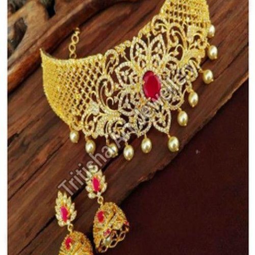 American Diamond Golden Wedding Necklace Set
