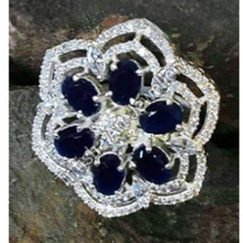 Blue Stone American Diamond Ring