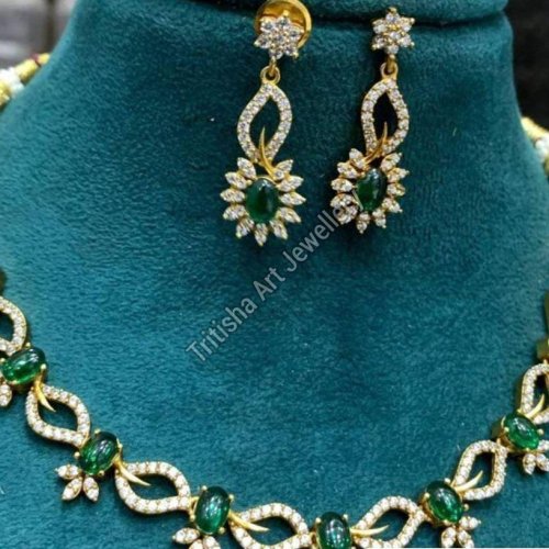 Green Stone Work Necklace Set