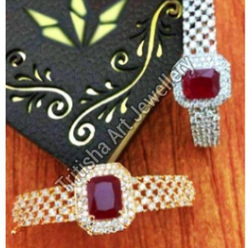 Silver Golden American Diamond Bracelet