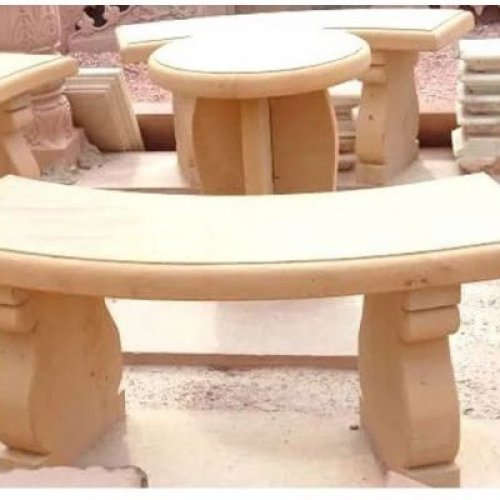 Garden Sandstone Table Bench Set