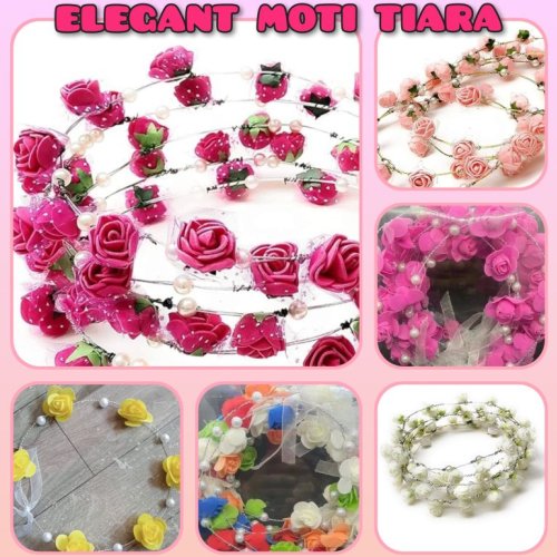 Multi Color Flower Pearl Tiara