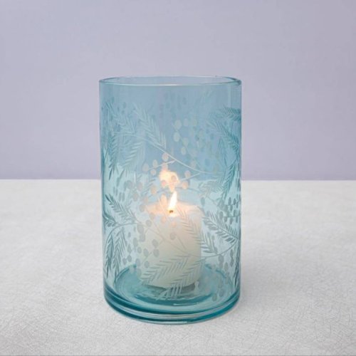 Green Glass Tea Light Candle Holder