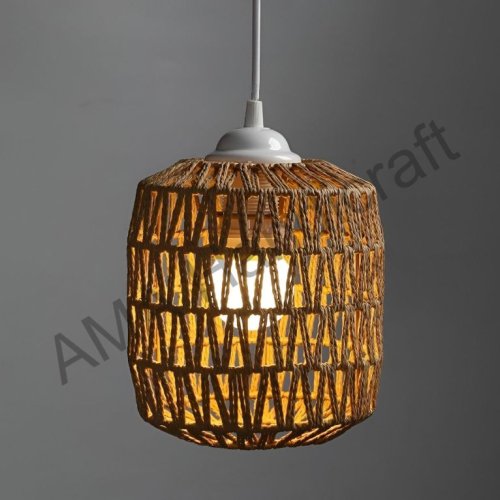 Cylindrical Jute Hanging Lamp