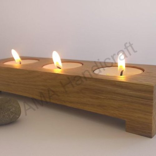 Wooden 3 Tealight Candle Holder