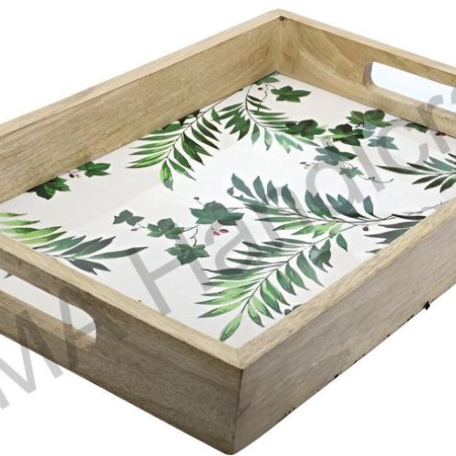 WOODEN ENAMEL SERVING TRAY