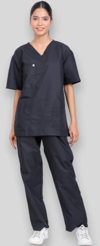 V-neck Charcoal Black Women Scrub
