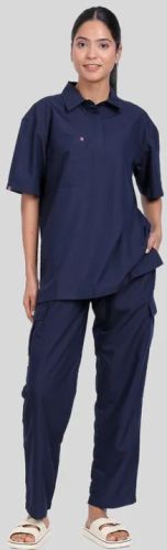 Collar Neck Blue Women Scrub
