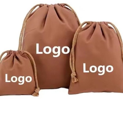 Customized Logo Recycled Natural Canvas Cotton Drawstring Bag Pouch