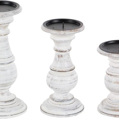 Wooden Pillar Candle Holder