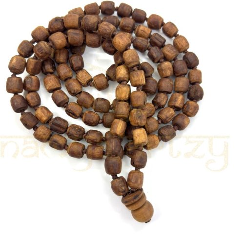 Handmade, Rough &AMP; Natural Small Cylinder Shape Tulsi 108 Beads Hand-Knotted Mala/necklace