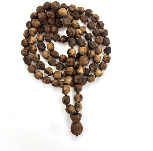 Handmade, Rough &AMP; Natural 10mm Round Shape Tulsi 108 Beads Hand-Knotted Mala/necklace