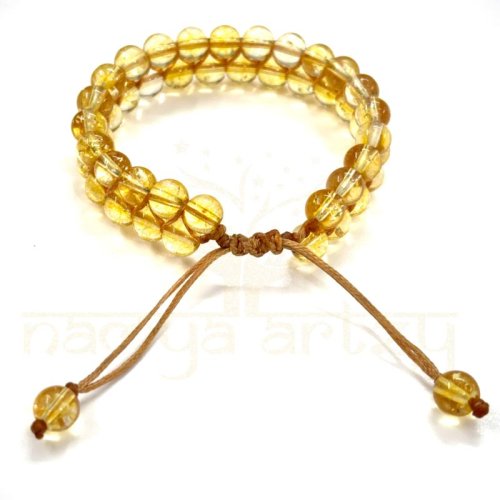 Handmade, Natural &AMP; Beautiful Citrine Gemstone Double Line Macrame Healing Bracelet