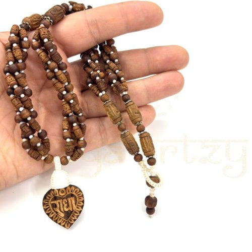 hand-carved original tulsi wood beads neck-bead necklace