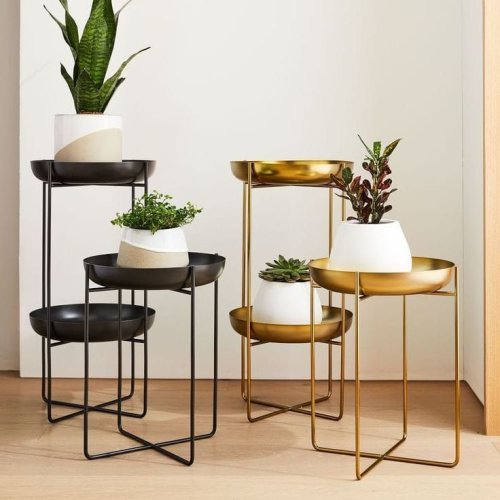 Golden & Black Iron Flower Vase Stand