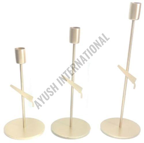 Set of 3 Pcs Golden Iron Candle Holder Stand